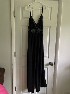 •Black Lace-Top Maxi Slip Dress